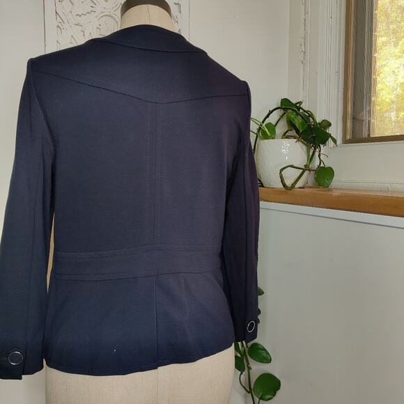 Banana Republic Navy Blue Knit Button Front Jacket Size 10 - Picture 5 of 11